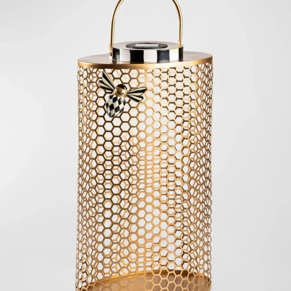 MacKenzie-Childs Large 25" Tall Solar Honeycomb Metal Indoor/Outdoor Lantern